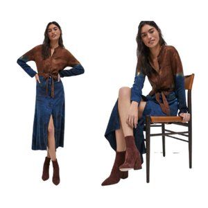 Anthropologie Cloth and Stone Perla Tie-Dye Maxi Button-Down Shirt Dress NWOT